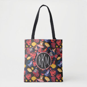 Tote Bag Motif du monogramme des grenouilles d'amants