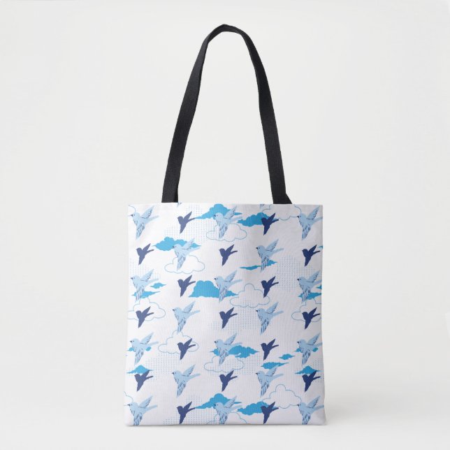 Tote Bag Motif du troupeau d'oiseaux bleus (Devant)