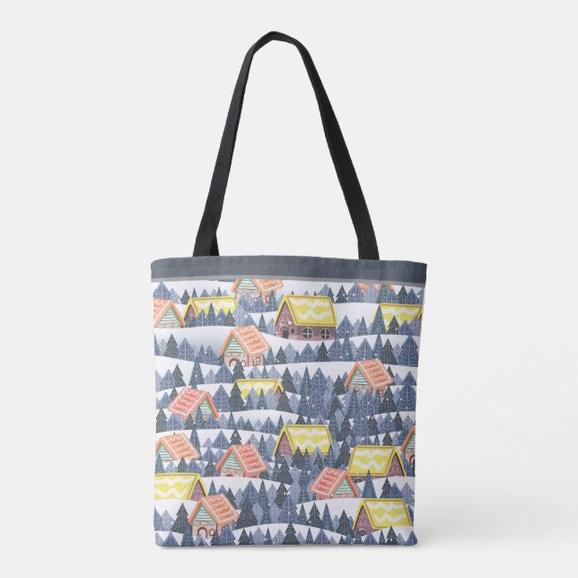 Tote Bag Motif du village de Noël enneigé (Dos)