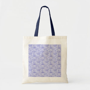 Tote Bag Motif d'une ligne d'animal marin et voilier
