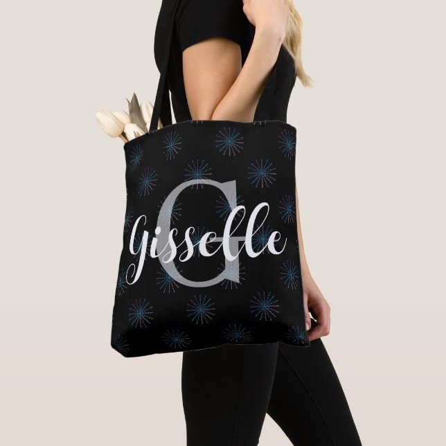 Tote Bag Motif éclaté de nom et initiale personnalisés (De près)