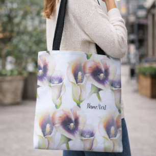 Tote Bag Motif Élégant de Fleur d'Arum en Aquarelle