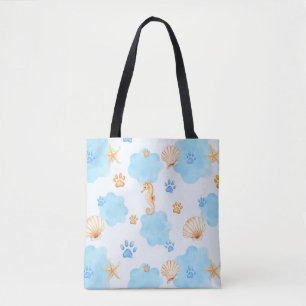 Tote Bag Motif Empreinte de patte d'inspiration océanique a