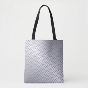 Tote Bag Motif en acier brillant Gris Diamant Plaque