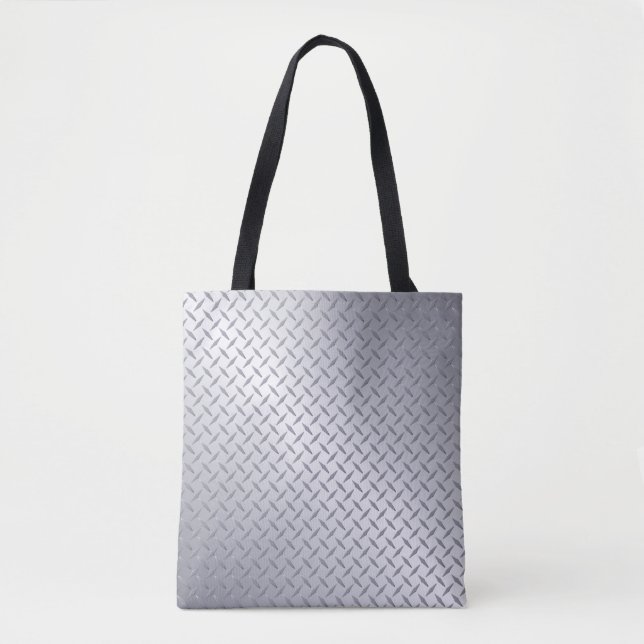 Tote Bag Motif en acier brillant Gris Diamant Plaque (Devant)