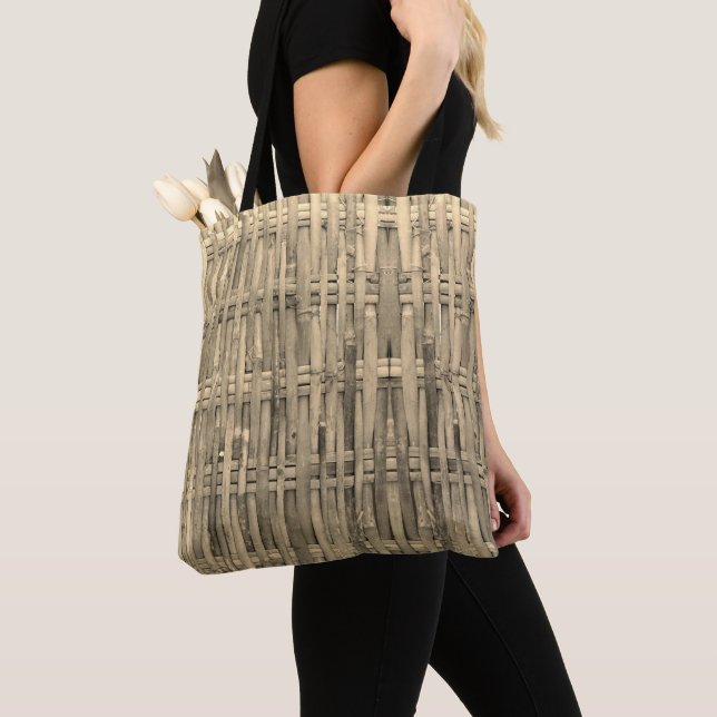 Tote Bag Motif en bambou tissé (De près)