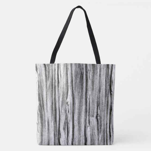 Tote Bag Motif en bois de chauffe - noir, blanc et gris (Devant)