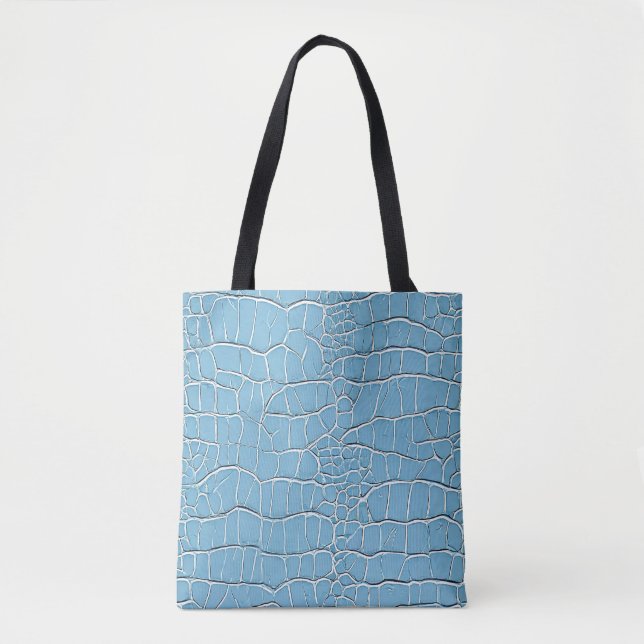 Tote Bag Motif en cuir bleu (Devant)