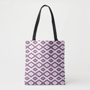 Tote Bag Motif en diamant blanc et mauve