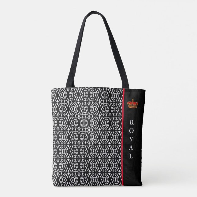 Tote Bag Motif en diamant chic en noir et blanc (Dos)