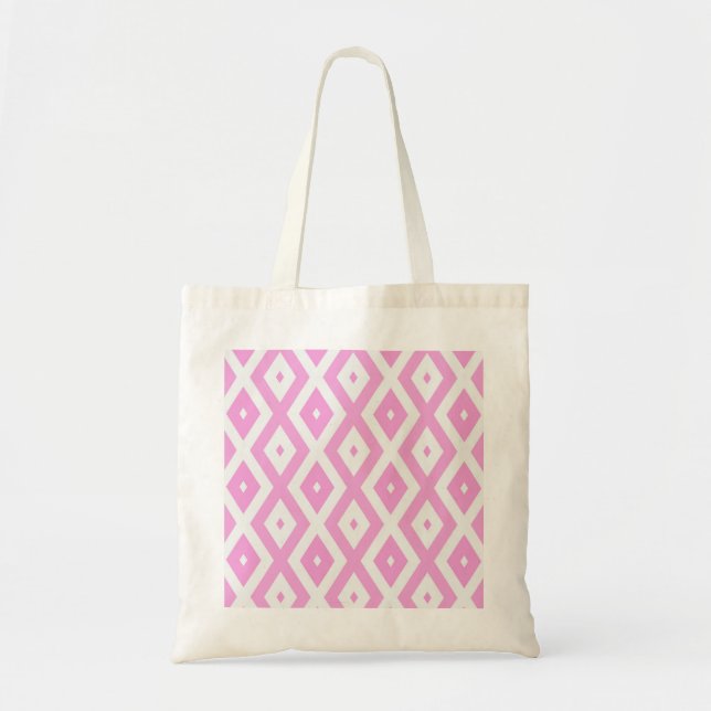 Tote Bag Motif en diamant rose et blanc (Devant)
