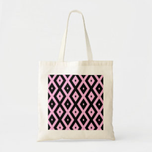 Tote Bag Motif en diamant rose pâle et noir