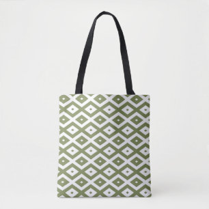 Tote Bag Motif en diamant vert et blanc