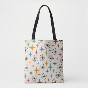 Tote Bag Motif en étoile éclatée de style Mid Century Moder
