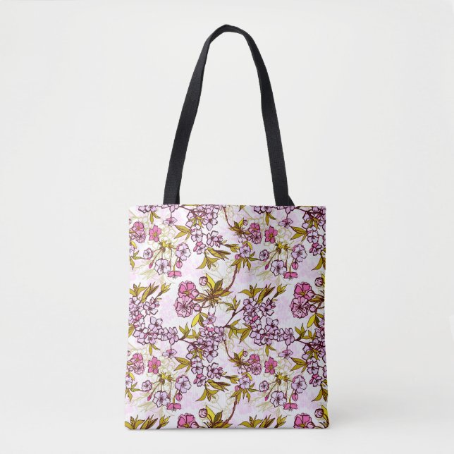 Tote Bag Motif en fleurs de cerisiers (Devant)