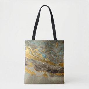 Tote Bag Motif en marbre bleu et or