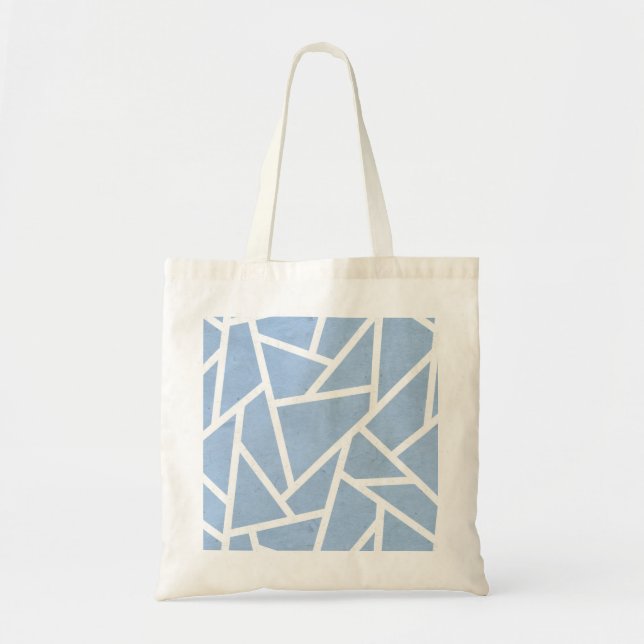Tote Bag Motif en mosaïque bleu pâle et blanc (Devant)