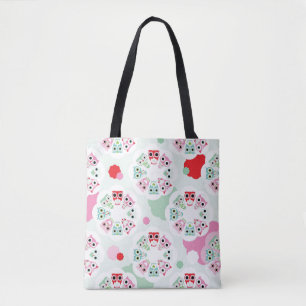 Tote Bag motif en pastel d'arrière - plan de hibou de fleu