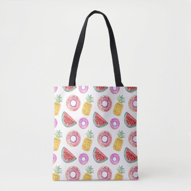 Tote Bag Motif en pastel de flotteur de piscine d'aquarelle (Devant)