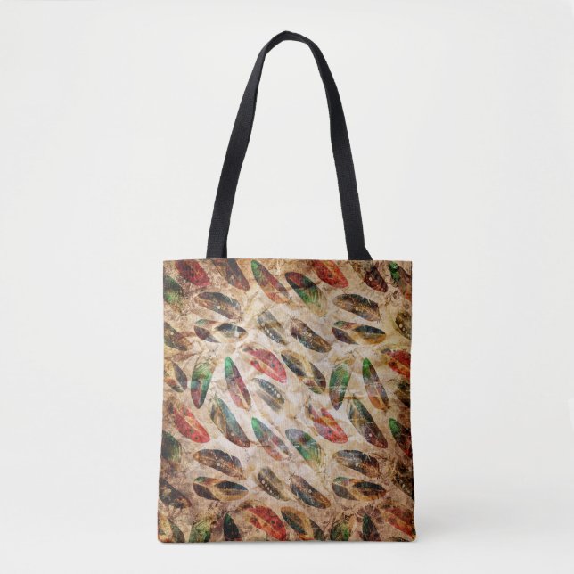Tote Bag Motif en plumes de Boho (Devant)