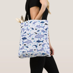 Tote Bag Motif en silhouette de requin bleu