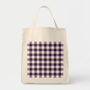 Tote Bag Motif En vichy violet et blanc