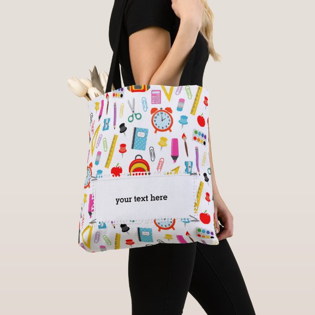 Tote Bag Motif enseignant Coloré (De près)