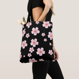 Tote Bag Motif esthétique de fleurs de cerisier rose foncé 