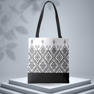 Tote Bag Motif ethnique noir et blanc chic