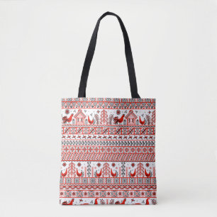 Tote Bag Motif ethnique tribal rouge homogène
