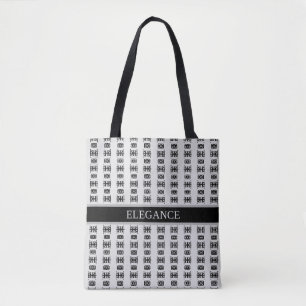 Tote Bag Motif étoile noir élégant & rayures sur gris clair