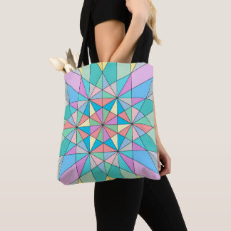 Tote Bag Motif étoile triangle mosaïque pastel coloré