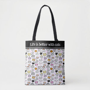 Tote Bag Motif face chats Whimsical