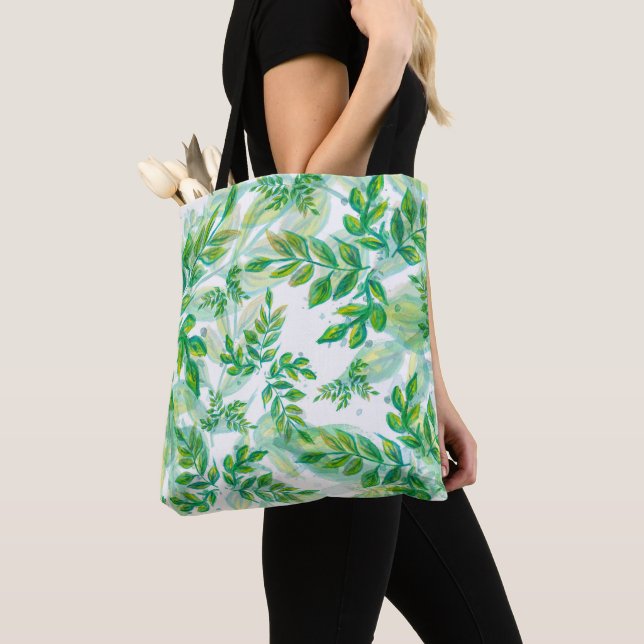 Tote Bag Motif Feuille aquarelle (De près)