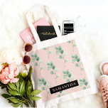 Tote Bag Motif Feuille Aquarelle moderne avec nom<br><div class="desc">Motif Feuille Aquarelle moderne avec nom</div>