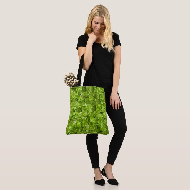 Tote Bag Motif Feuille Basil (Sur le modèle)