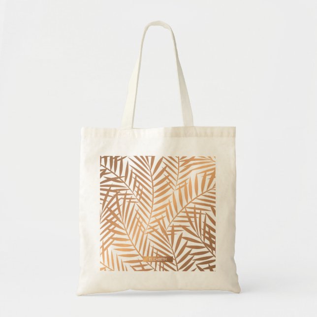 Tote Bag Motif feuille de palmier d'or (Devant)