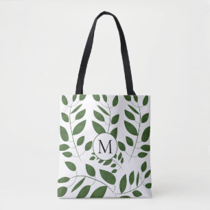 Tote Bag Motif feuille de verdure Monogramme