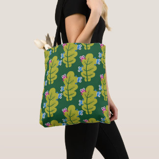 Tote Bag Motif Feuille mignon avec des bogues de dessin ver
