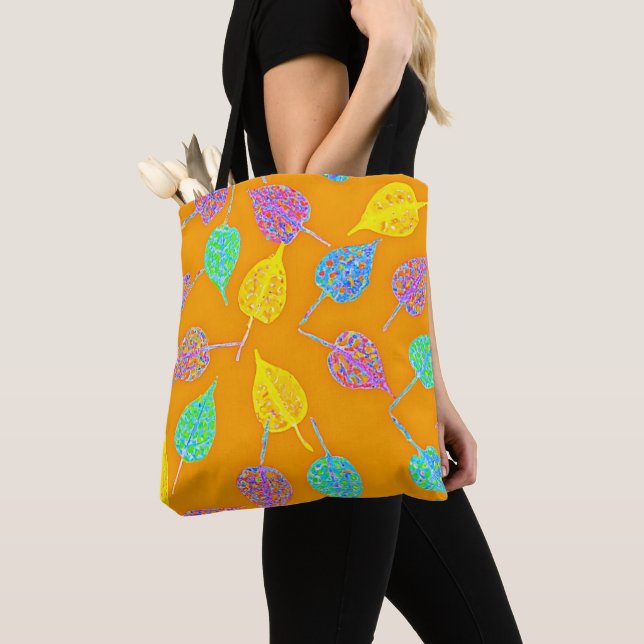 Tote Bag Motif feuille rétro (De près)