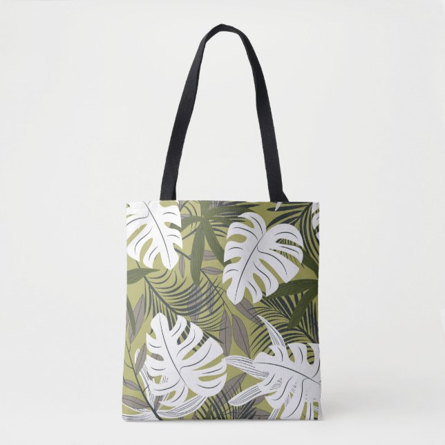 Tote Bag Motif Feuille tropical dynamique (Devant)