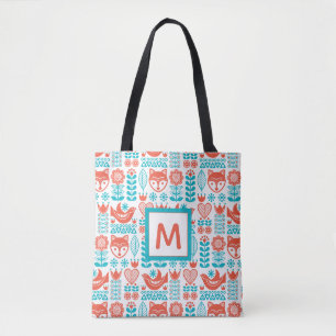 Tote Bag Motif finlandais d'art populaire de Fox et