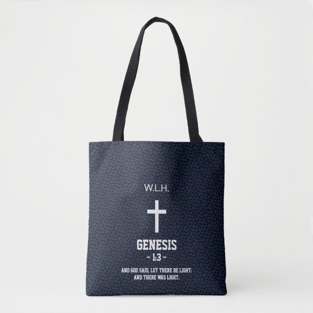Tote Bag Motif Flecks noirs Bible Chapitre Verset Chrétien (Devant)