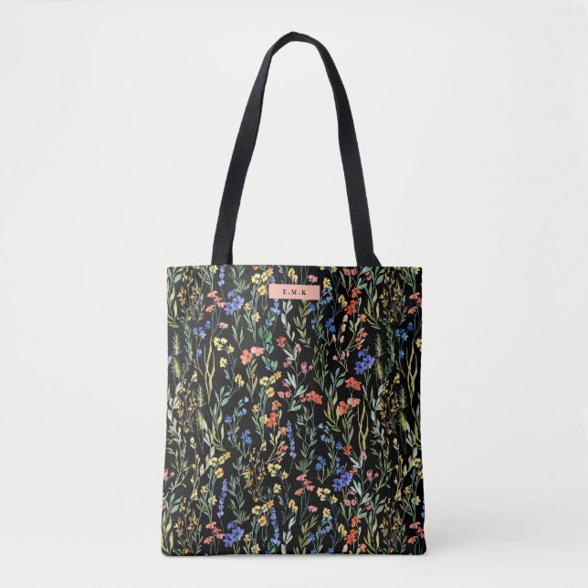 Tote Bag Motif Fleur sauvage Aquarelle élégant (Devant)