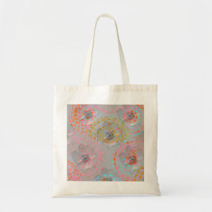 Tote Bag Motif fleuri coloré avec lignes graphiques pointil