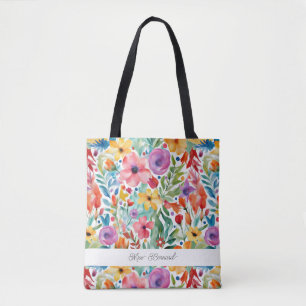 Tote Bag Motif fleuris Fleur sauvage coloré