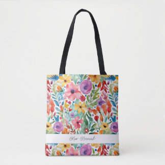 Tote Bag Motif fleuris Fleur sauvage coloré