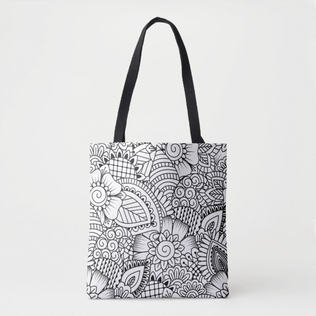 Tote Bag Motif floral 2 de griffonnage (Devant)