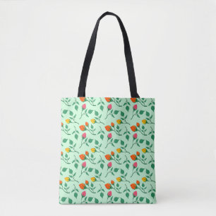 Tote Bag Motif floral avec fleurs roses colorées