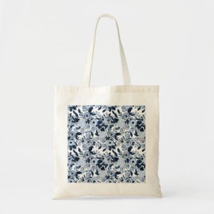 Tote Bag Motif floral bleu marine Pastel